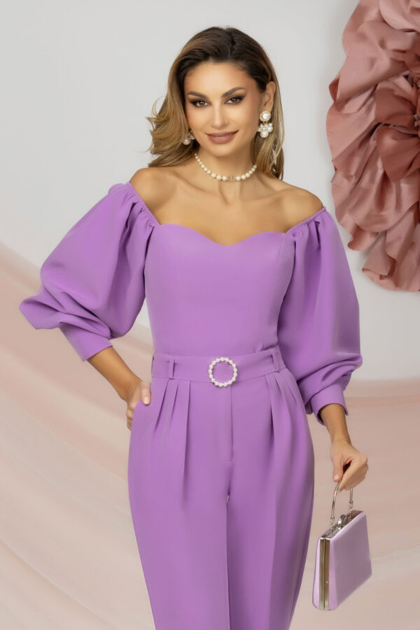 Bluză tip corset AVARO cu mâneci bufante și umerii goi