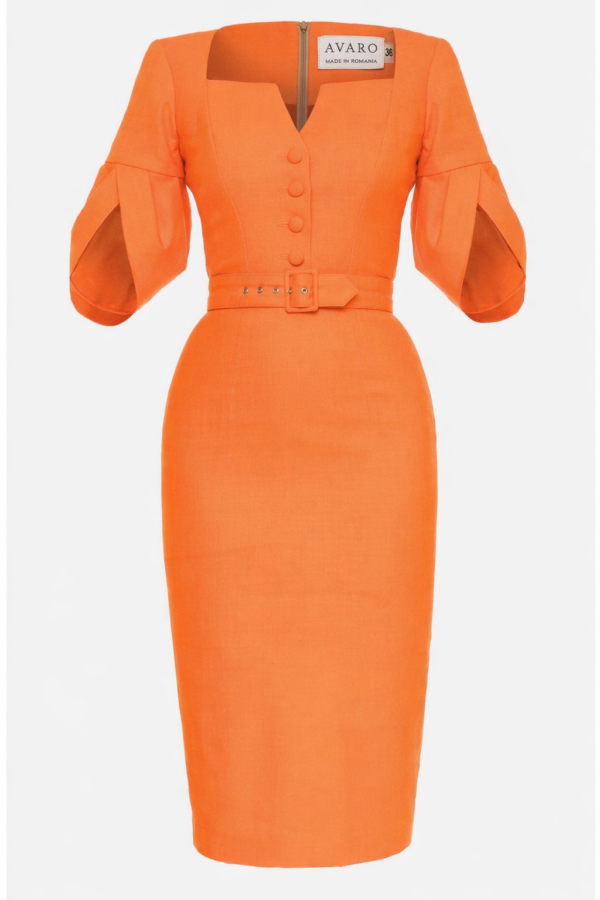 Rochie AVARO midi cu cordon în talie